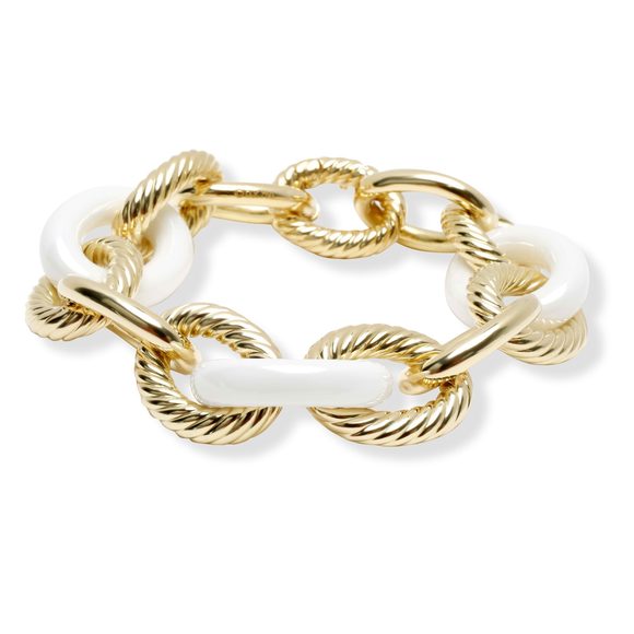 David Yurman Handbags - David Yurman Ceramic Extra Large Oval Link Chain Bracelet in 18K Yellow Gold